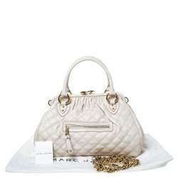 Pre Owned Marc Jacobs Ivory Quilted Leather Stam Satchel