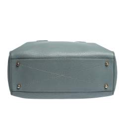 Pre Owned Marc Jacobs Pale Blue Leather Logo Shot Charm Boston Bag