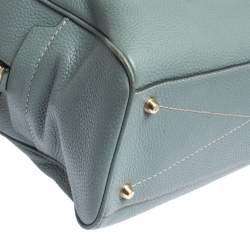 Pre Owned Marc Jacobs Pale Blue Leather Logo Shot Charm Boston Bag