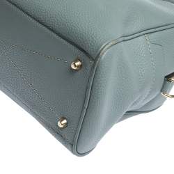 Pre Owned Marc Jacobs Pale Blue Leather Logo Shot Charm Boston Bag