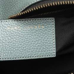 Pre Owned Marc Jacobs Pale Blue Leather Logo Shot Charm Boston Bag