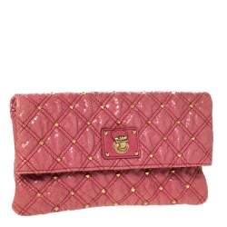 Marc Jacobs Pink Studded Leather Eugenie Clutch
