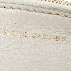 Pre Owned Marc Jacobs Ivory Leather Front Pocket Chain Shoulder Bag
