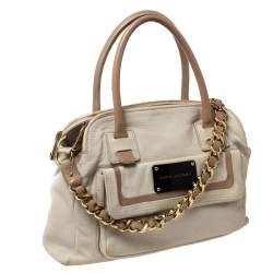 Marc Jacobs Ivory Leather Front Pocket Chain Shoulder Bag