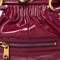 Pre Owned Marc Jacobs Dark Pink Patent Leather Stam Shoulder Bag