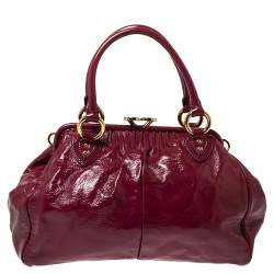 Pre Owned Marc Jacobs Dark Pink Patent Leather Stam Shoulder Bag