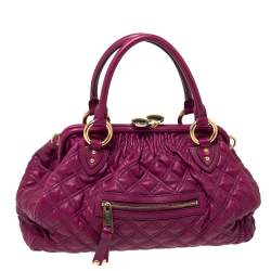 Pre Owned Marc Jacobs Purple Quilted Leather Stam Satchel