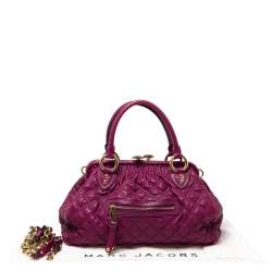 Pre Owned Marc Jacobs Purple Quilted Leather Stam Satchel