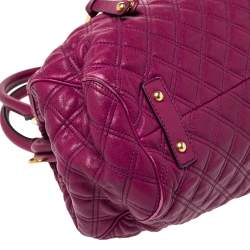 Pre Owned Marc Jacobs Purple Quilted Leather Stam Satchel