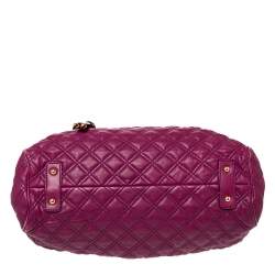 Pre Owned Marc Jacobs Purple Quilted Leather Stam Satchel