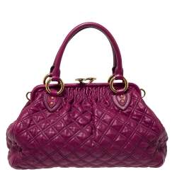 Pre Owned Marc Jacobs Purple Quilted Leather Stam Satchel