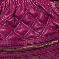 Pre Owned Marc Jacobs Purple Quilted Leather Stam Satchel