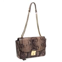 Marc Jacobs Grey/Beige Python Polly Shoulder Bag