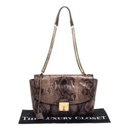 Marc Jacobs Grey/Beige Python Polly Shoulder Bag