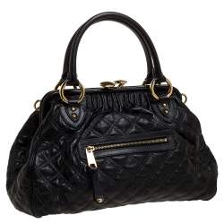 Pre Owned Marc Jacobs Black Quilted Leather Stam Satchel