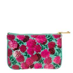 Pre Owned Marc Jacobs Multicolor Floral Print Leather Zipper Clutch