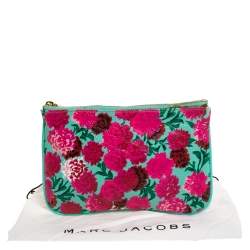 Pre Owned Marc Jacobs Multicolor Floral Print Leather Zipper Clutch