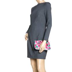 Pre Owned Marc Jacobs Multicolor Floral Print Leather Zipper Clutch