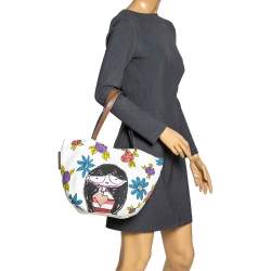 Pre Owned Marc Jacobs White Printed Canvas and Leather Tote