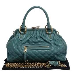 Pre Owned Marc Jacobs Pale Green Quilted Leather Stam Shoulder Bag