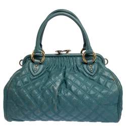 Pre Owned Marc Jacobs Pale Green Quilted Leather Stam Shoulder Bag