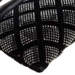 Pre Owned Marc Jacobs Black Crystal Embellished Quilted Suede and Leather Pouch