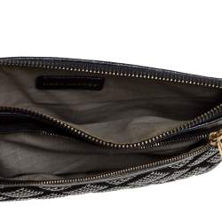 Pre Owned Marc Jacobs Black Crystal Embellished Quilted Suede and Leather Pouch