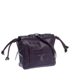 Pre Owned Marc Jacobs Purple Leather Drawstring Shoulder Bag
