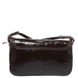 Pre Owned Marc Jacobs Dark Brown Patent Leather Shoulder Bag