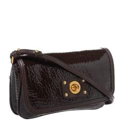 Pre Owned Marc Jacobs Dark Brown Patent Leather Shoulder Bag