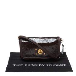 Pre Owned Marc Jacobs Dark Brown Patent Leather Shoulder Bag