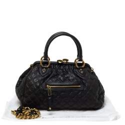 Pre Owned Marc Jacobs Black Quilted Leather Stam Satchel