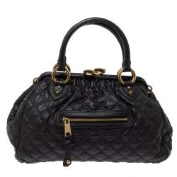 Pre Owned Marc Jacobs Black Quilted Leather Stam Satchel