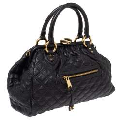 Pre Owned Marc Jacobs Black Quilted Leather Stam Satchel