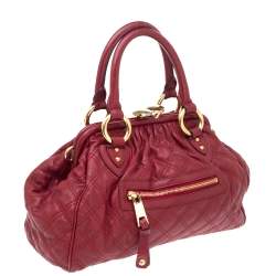 Pre Owned Marc Jacobs Red Quilted Leather Stam Satchel