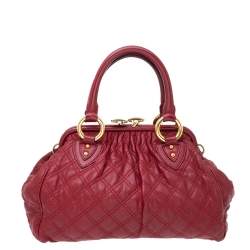 Pre Owned Marc Jacobs Red Quilted Leather Stam Satchel
