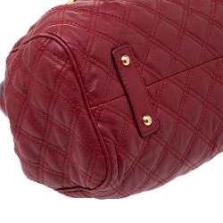 Pre Owned Marc Jacobs Red Quilted Leather Stam Satchel