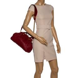 Pre Owned Marc Jacobs Red Quilted Leather Stam Satchel