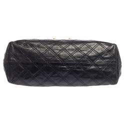 Pre Owned Marc Jacobs Navy Blue Quilted Leather Pushlock Flap Shoulder Bag