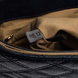 Pre Owned Marc Jacobs Navy Blue Quilted Leather Pushlock Flap Shoulder Bag