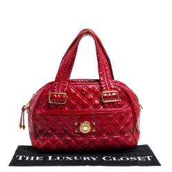 Pre Owned Marc Jacobs Red Quilted Patent Leather Pushlock Satchel