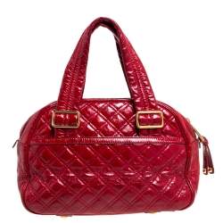 Pre Owned Marc Jacobs Red Quilted Patent Leather Pushlock Satchel