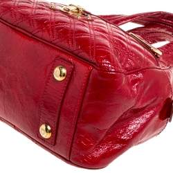 Pre Owned Marc Jacobs Red Quilted Patent Leather Pushlock Satchel