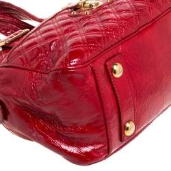 Pre Owned Marc Jacobs Red Quilted Patent Leather Pushlock Satchel