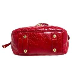 Pre Owned Marc Jacobs Red Quilted Patent Leather Pushlock Satchel