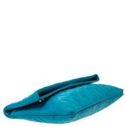 Pre Owned Marc Jacobs Blue Quilted Leather Foldover Clutch