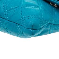 Pre Owned Marc Jacobs Blue Quilted Leather Foldover Clutch