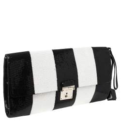 Pre Owned Marc Jacobs Black /White Sequins Isobel Wristlet Clutch