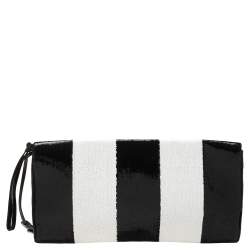 Pre Owned Marc Jacobs Black /White Sequins Isobel Wristlet Clutch