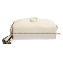 Pre Owned Marc Jacobs White Leather Small Shutter Camera Shoulder Bag